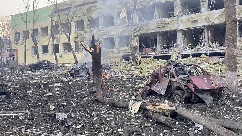 A bombed hospital in Ukraine