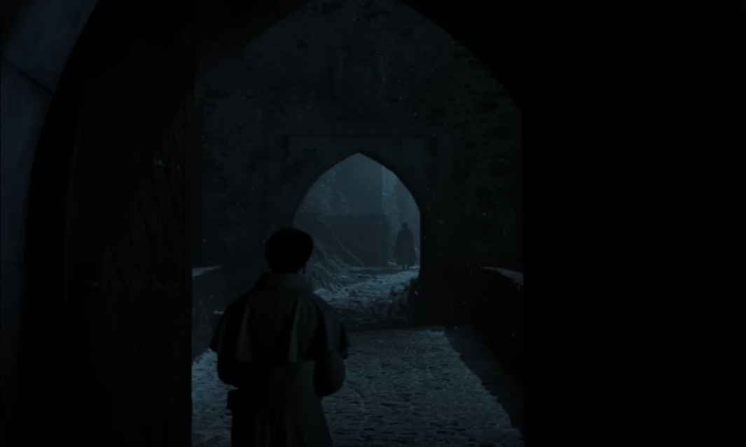 Thomas Hutter enters Orlok's castle in the 2024 remake of Nosferatu